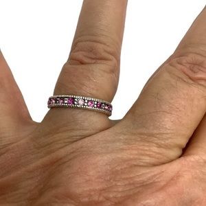 Sterling silver pink CZ eternity ring